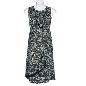 Décider Sleeveless Midi Dress Ruffle Wrap Black Gold Floral Chiffon Size Medium